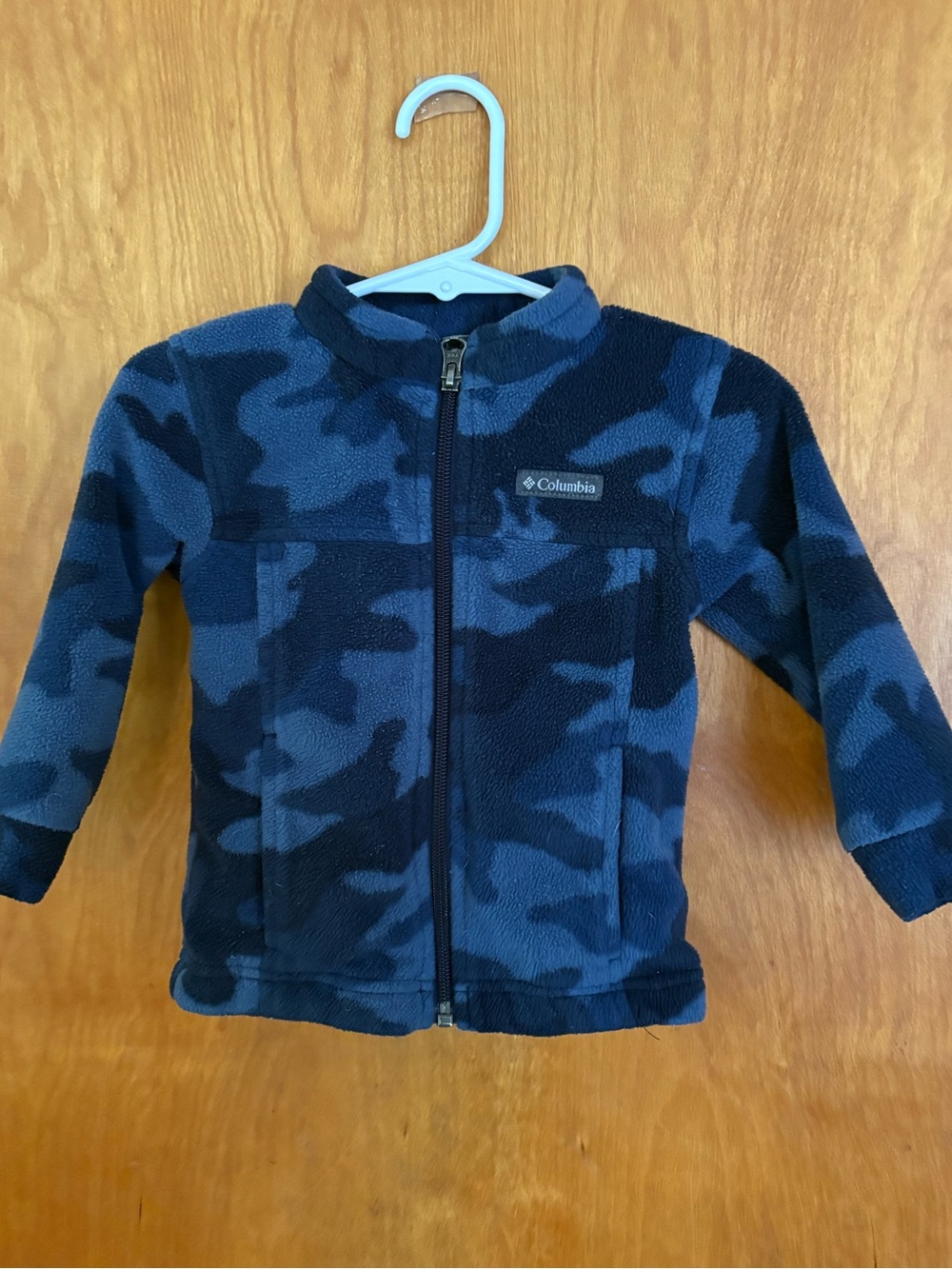 Columbia Baby Blue Camouflage Fleece Jacket, Zipper, 12-18 months